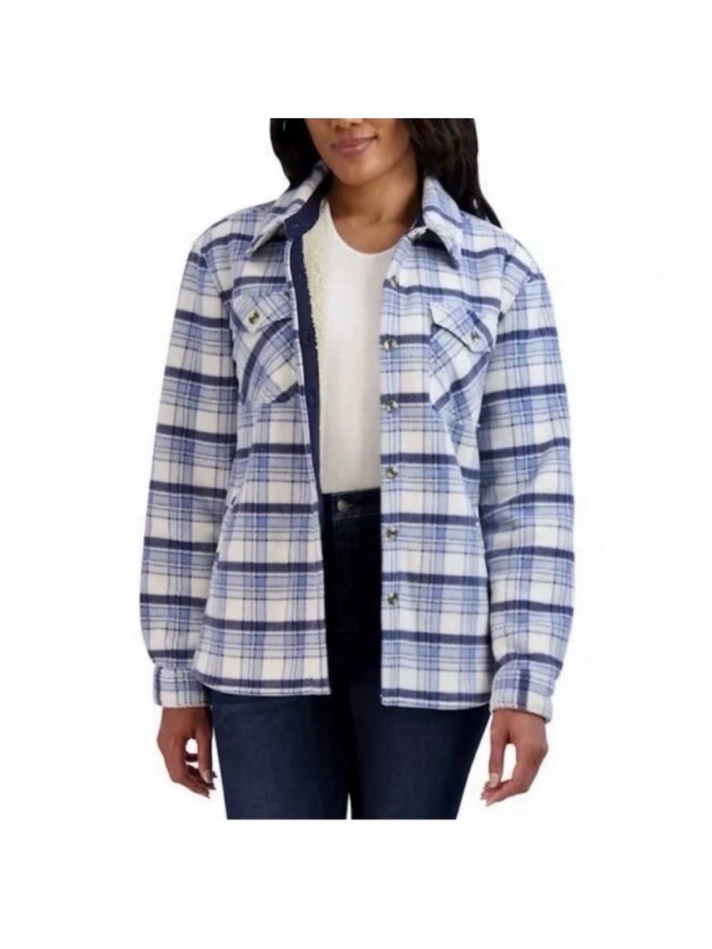 🆕- Sage- Blue Plaid Plush Sherpa Lined Shacket/Jacket. Size: XXL